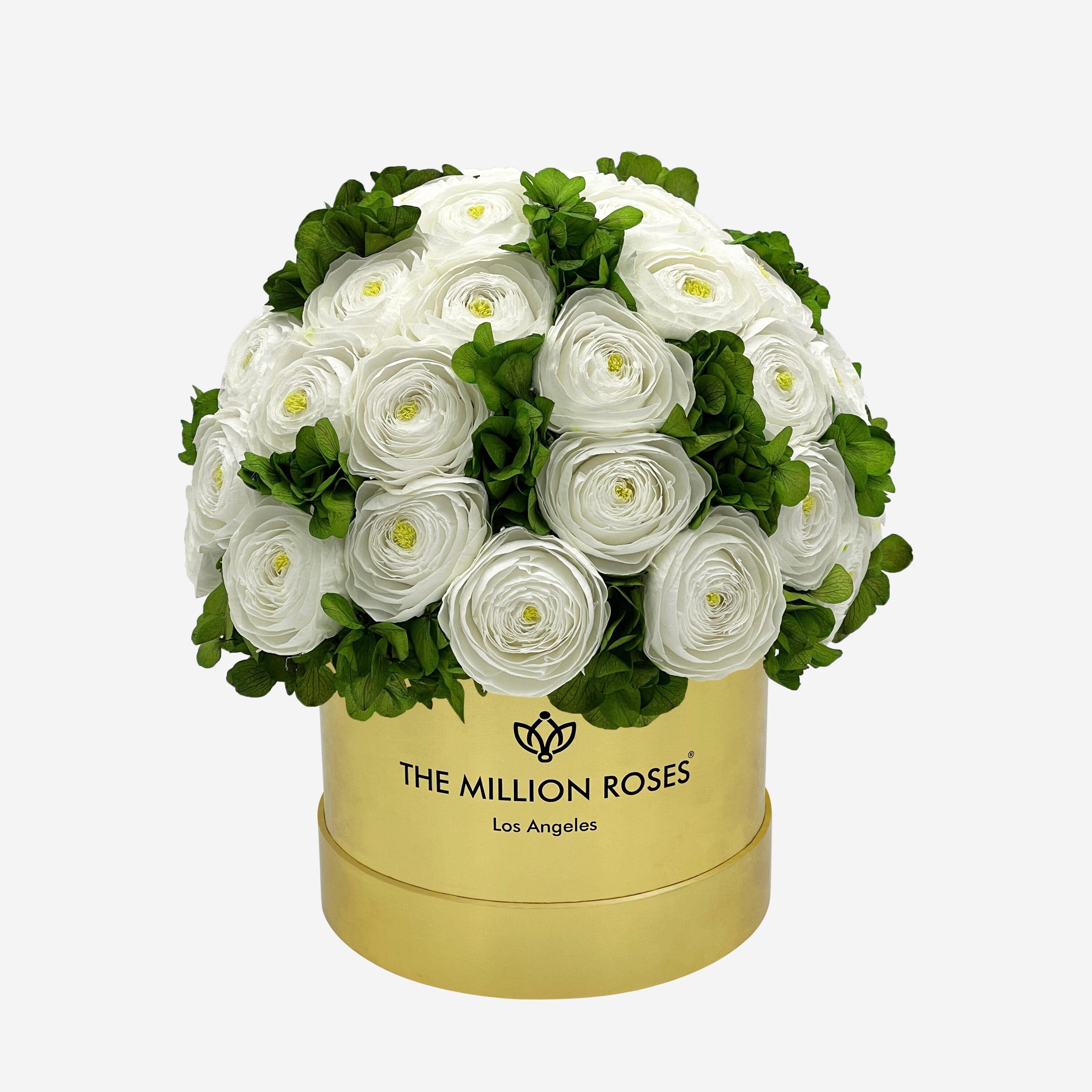 Classic Mirror Gold Box | White Persian Buttercups & Green