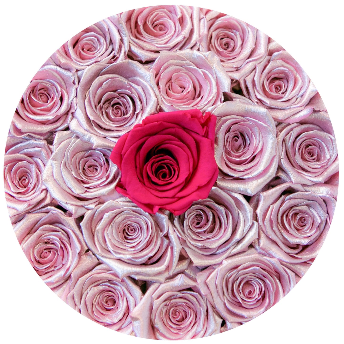 Classic White Box | Flamingo Edition |  Pink Gold & Hot Pink Roses - The Million Roses