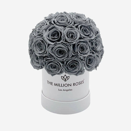 Basic White Superdome Box | Pastel Grey Roses - The Million Roses