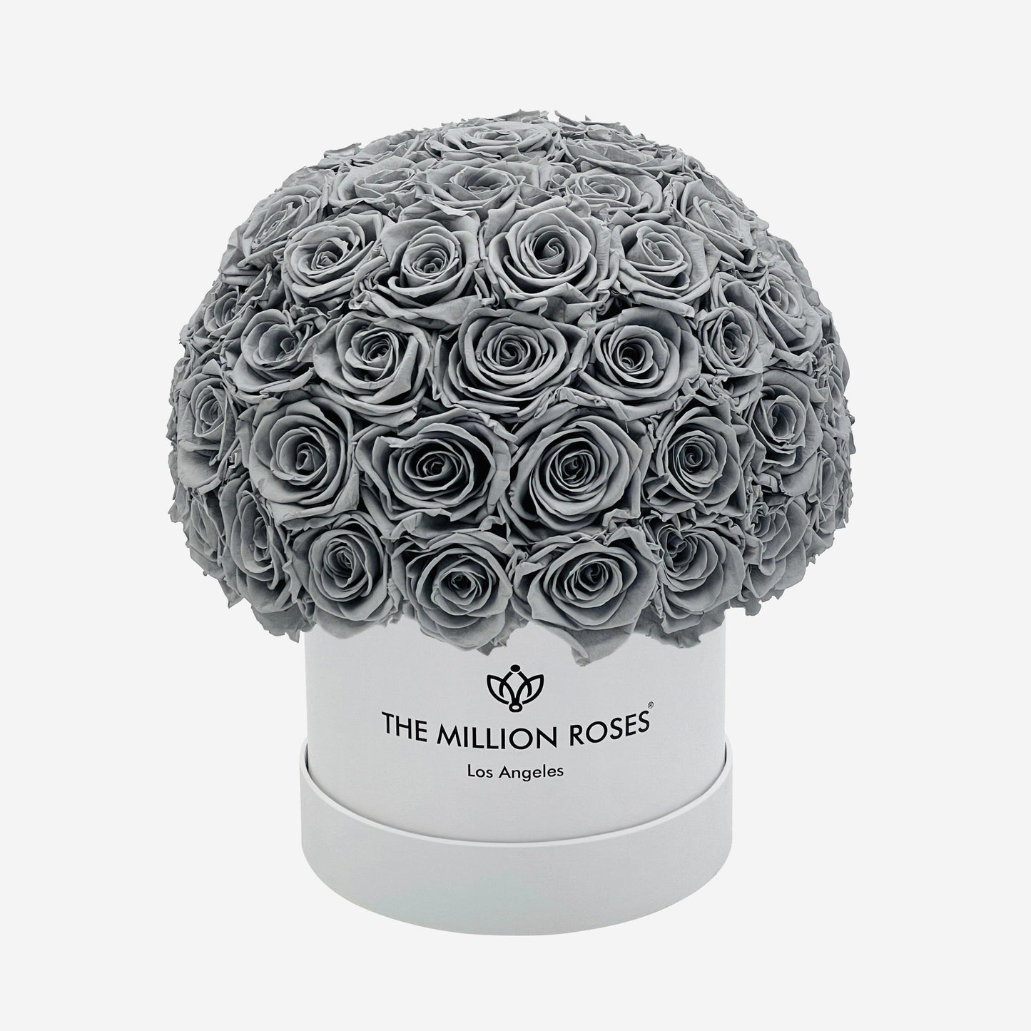 Classic White Superdome Box | Pastel Grey Roses - The Million Roses