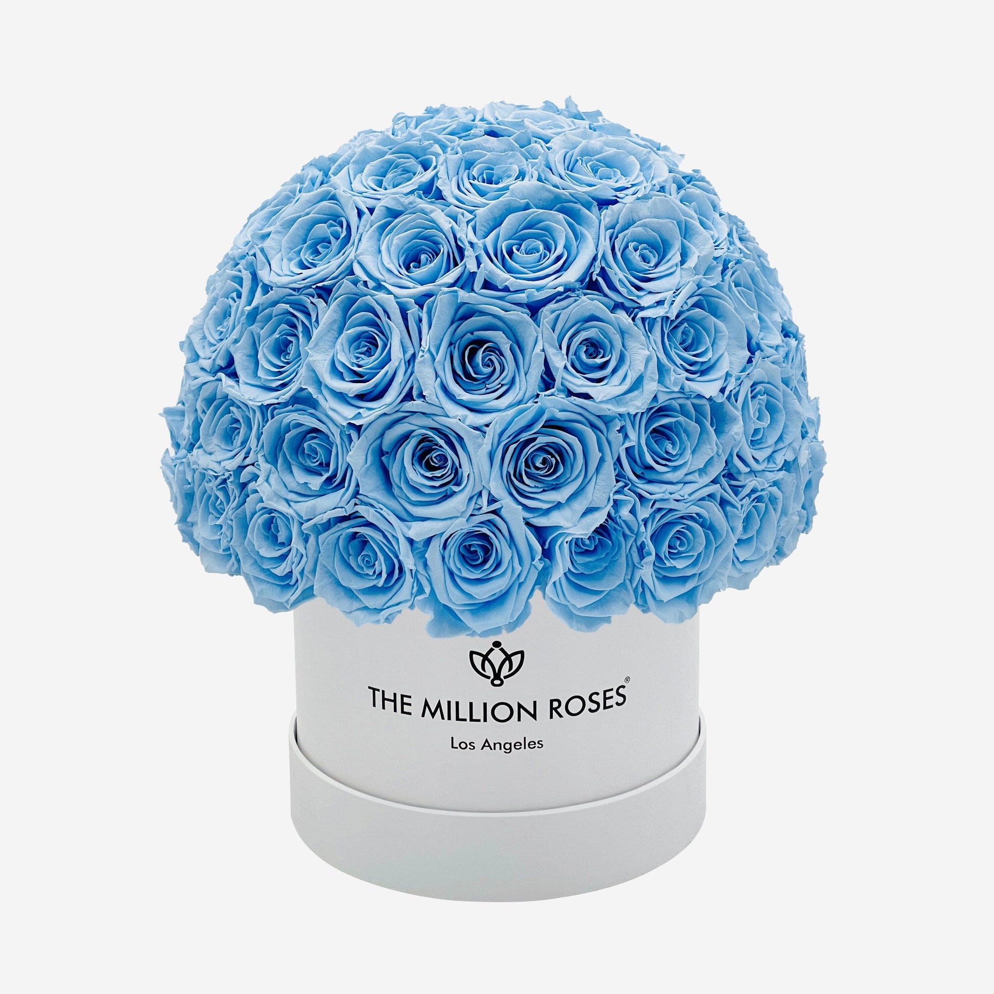 Classic White Superdome Box | Light Blue Roses - The Million Roses