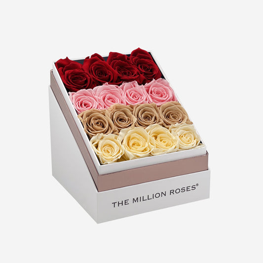 Square White Box | Pink & Nude Multicolor - The Million Roses