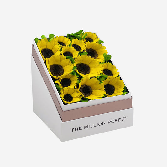Square White Box | Sunflowers - The Million Roses